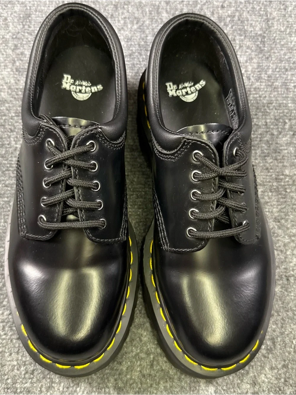 Dr. Martens 8053 Quad Platform Oxford Shoes Black Leather Women's US 8 Men US 7